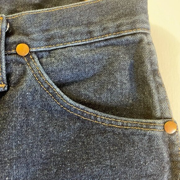 Wrangler Vtg Gold Buckle Stone Wash Jeans Straight Long Pants Size 32x32 Dark - Picture 4 of 12